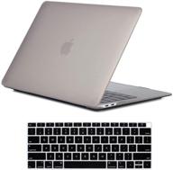 💻 se7enline macbook air case 13 inch, hard shell laptop cover with keyboard cover, compatible with 2018/2019/2020/2021 mac air 13-inch retina display touch id version, model a1932/m1 a2337/a2179, gray logo