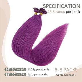 img 2 attached to 💜 14 Inch U Tip Human Hair Extensions - RUNATURE Purple Pre Bonded Real Hair Extensions, Straight Hot Fusion U Tip Purple Hair Extensions, 20 Grams