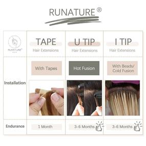 img 1 attached to 💜 14 Inch U Tip Human Hair Extensions - RUNATURE Purple Pre Bonded Real Hair Extensions, Straight Hot Fusion U Tip Purple Hair Extensions, 20 Grams