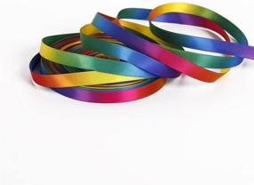 img 1 attached to 🌈 9mm Wide Satin Ribbon Gradient Rainbow - Double Sided Colorful Print & 50 Yard Length - Ideal for DIY Handmade Projects