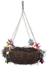 img 2 attached to Premium Rattan Nest Bird Swing Toy with Bells for a Variety of Parrot Species in Various Cage Perches