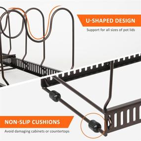 img 2 attached to 🍳 Expandable Pot and Pan Organizer for Cabinets - Pot Rack Organizer with 10 Adjustable Compartments for Kitchen Cabinet Cookware Baking Frying Rack, Bronze