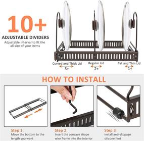 img 1 attached to 🍳 Expandable Pot and Pan Organizer for Cabinets - Pot Rack Organizer with 10 Adjustable Compartments for Kitchen Cabinet Cookware Baking Frying Rack, Bronze