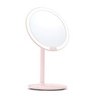 💄 amiro ultra-clear vanity mirror with lights - lighted makeup mirror, 1x/5x magnification, 3 dimmable brightness levels - cordless and rechargeable - pink logo