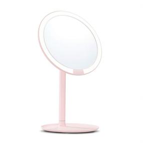img 4 attached to 💄 AMIRO Ultra-Clear Vanity Mirror with Lights - Lighted Makeup Mirror, 1X/5X Magnification, 3 Dimmable Brightness Levels - Cordless and Rechargeable - Pink