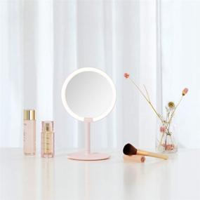 img 3 attached to 💄 AMIRO Ultra-Clear Vanity Mirror with Lights - Lighted Makeup Mirror, 1X/5X Magnification, 3 Dimmable Brightness Levels - Cordless and Rechargeable - Pink