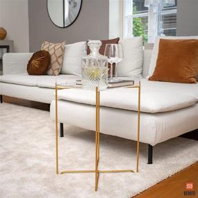 img 1 attached to 🛋️ Stylish Acrylic Tray Table with Gold Legs - Trendy Sofa Tray, Nightstand, and End Table in One - Clear Acrylic Tray with Foldable Metal Base and Handles - Modern Acrylic Accent Furniture