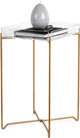 img 4 attached to 🛋️ Stylish Acrylic Tray Table with Gold Legs - Trendy Sofa Tray, Nightstand, and End Table in One - Clear Acrylic Tray with Foldable Metal Base and Handles - Modern Acrylic Accent Furniture