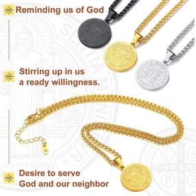 img 2 attached to 🏻 Men's St. Benedict Necklace by ChainsPro- Catholic Medallion Pendant with Chain, Prayer Jewelry Gift- 18K Gold Plated/Stainless Steel (Includes Gift Box)