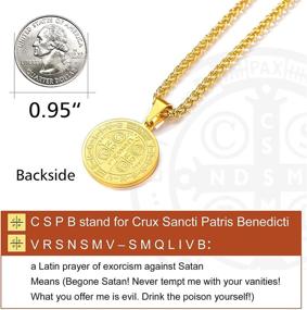 img 1 attached to 🏻 Men's St. Benedict Necklace by ChainsPro- Catholic Medallion Pendant with Chain, Prayer Jewelry Gift- 18K Gold Plated/Stainless Steel (Includes Gift Box)