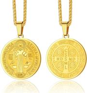 🏻 men's st. benedict necklace by chainspro- catholic medallion pendant with chain, prayer jewelry gift- 18k gold plated/stainless steel (includes gift box) logo