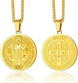 img 4 attached to 🏻 Men's St. Benedict Necklace by ChainsPro- Catholic Medallion Pendant with Chain, Prayer Jewelry Gift- 18K Gold Plated/Stainless Steel (Includes Gift Box)