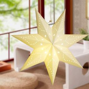 img 2 attached to 🌟 LIOOBO 7 Pointed Star White Paper Lantern: Stunning Ceiling Lampshade for Festive Decor - Ideal for Christmas, Weddings, Birthdays & Home Parties (45x45cm)