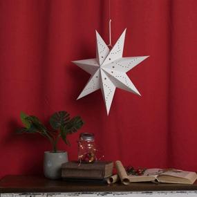 img 3 attached to 🌟 LIOOBO 7 Pointed Star White Paper Lantern: Stunning Ceiling Lampshade for Festive Decor - Ideal for Christmas, Weddings, Birthdays & Home Parties (45x45cm)