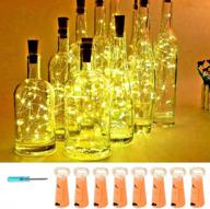 🍾 vookry wine bottle lights with cork, 20 led battery operated fairy string lights mini copper wire bottle lights for diy, party, decor, christmas, thanksgiving day, wedding - warm white 8 pack логотип