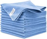 🧽 buff pro multi-surface microfiber towel – 12 pack: premium cleaning cloth for effortless clean, dusting, polishing, and absorption – large 16"x16" (blue) logo