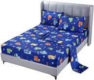 🦖 queen size dinosaur bed sheets set for boys, girls, and kids - sdiii 4pc animal bedding sheet sets with flat fitted sheet logo