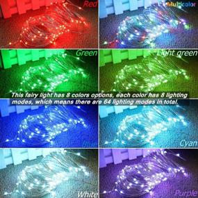 img 3 attached to 🌈 ER CHEN 54ft Color Changing String Lights, Upgraded RGB LEDs with 8 Colors and 64 Modes, Silvery Copper Wire Plug in Fairy Lights for Bedroom, Patio, Garden - Memory Function Remote and 4 Timer Zones