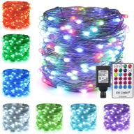 🌈 er chen 54ft color changing string lights, upgraded rgb leds with 8 colors and 64 modes, silvery copper wire plug in fairy lights for bedroom, patio, garden - memory function remote and 4 timer zones логотип