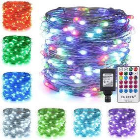 img 4 attached to 🌈 ER CHEN 54ft Color Changing String Lights, Upgraded RGB LEDs with 8 Colors and 64 Modes, Silvery Copper Wire Plug in Fairy Lights for Bedroom, Patio, Garden - Memory Function Remote and 4 Timer Zones