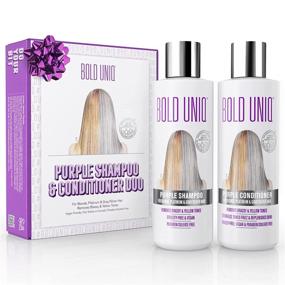 img 4 attached to Blonde Hair Duo Set: Purple Shampoo & Conditioner. Eliminates Brassy Yellow Tones. Ideal for Blonde, Platinum, Ash, Silver & Grays. Hydrates Dry & Damaged Hair. Free of Parabens & Sulfates. Cruelty-Free, Vegan Formula.