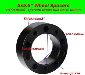 img 3 attached to 🔧 2" Расширители колесных арок 5x139.7 с 5x5.5 Шаблоном болтов для 1994-2001 Ram 1500, сквозное отверстие диаметром 108 мм, шаг резьбы 1/2-20, совместимые с F100 F150 E100 E150, CJ3 CJ5 CJ6 CJ7