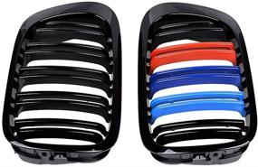 img 1 attached to Left Right Upper Kidney Grilles Compatible With 1999-2002 E46 3 Series Coupe Cabriolet Pre-Facelift (Glossy Black M-Color
