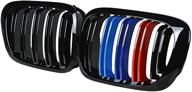 left right upper kidney grilles compatible with 1999-2002 e46 3 series coupe cabriolet pre-facelift (glossy black m-color logo