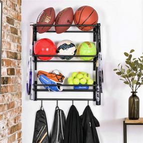 img 3 attached to 🏀 XCSOURCE Sports Equipment Storage Rack: Organize Basketball, Football, Baseball, Badminton, and More with 3 Separate Storage Racks and 4 Hooks