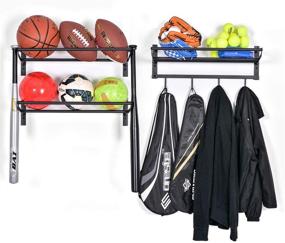 img 1 attached to 🏀 XCSOURCE Sports Equipment Storage Rack: Organize Basketball, Football, Baseball, Badminton, and More with 3 Separate Storage Racks and 4 Hooks