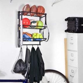 img 2 attached to 🏀 XCSOURCE Sports Equipment Storage Rack: Organize Basketball, Football, Baseball, Badminton, and More with 3 Separate Storage Racks and 4 Hooks