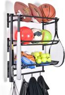 🏀 xcsource sports equipment storage rack: organize basketball, football, baseball, badminton, and more with 3 separate storage racks and 4 hooks логотип