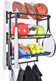 img 4 attached to 🏀 XCSOURCE Sports Equipment Storage Rack: Organize Basketball, Football, Baseball, Badminton, and More with 3 Separate Storage Racks and 4 Hooks