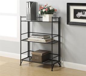 img 1 attached to 🗄️ Convenience Concepts Xtra Storage 3-Tier Black Folding Metal Shelf with Wide Design