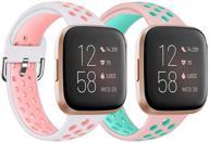 🏋️ seltureone (2 шт. спортивные браслеты совместимы с fitbit versa/versa 2/versa lite, мягкий силиконовый водонепроницаемый дышащий спортивный ремешок для замены браслета, аксессуары на запястье для женщин и мужчин для умных часов versa) логотип