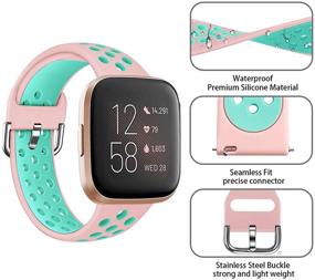 img 2 attached to 🏋️ Seltureone (2 шт. Спортивные браслеты совместимы с Fitbit Versa/Versa 2/Versa Lite, Мягкий силиконовый водонепроницаемый дышащий спортивный ремешок для замены браслета, аксессуары на запястье для женщин и мужчин для умных часов Versa)