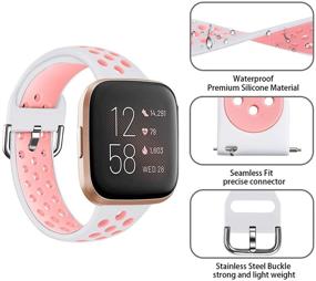 img 3 attached to 🏋️ Seltureone (2 шт. Спортивные браслеты совместимы с Fitbit Versa/Versa 2/Versa Lite, Мягкий силиконовый водонепроницаемый дышащий спортивный ремешок для замены браслета, аксессуары на запястье для женщин и мужчин для умных часов Versa)