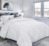 🛏️ comooo queen white all season down comforter - soft duvet insert with 8 corner tabs for improved bed comfort logo