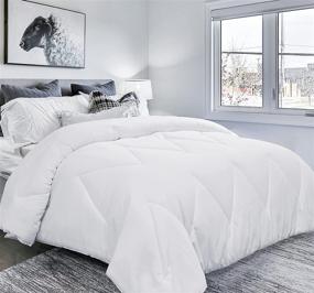 img 4 attached to 🛏️ COMOOO Queen White All Season Down Comforter - Soft Duvet Insert with 8 Corner Tabs for Improved Bed Comfort