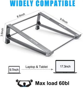 img 1 attached to Универсальная вертикальная подставка для ноутбука на стол - эргономичная алюминиевая подставка для MacBook и планшета iPad - подходит для MacBook Pro и всех универсальных ноутбуков и планшетов от 10 до 17 дюймов - серый