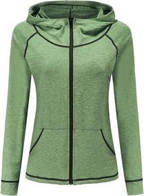 img 4 attached to 🐱 Women's Lightweight Active Full Zip Running Track Jacket - DancingCat Workout Long Sleeve Hoodies