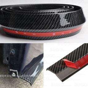 img 2 attached to 🏎️ Sugo Racing JDM Carbon Fiber Front Bumper Lip Guard Protector Air Dam - Black, 2x98 Inches