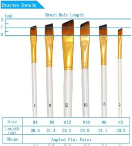 img 3 attached to 🖌️ Набор кистей для живописи SEEFOUN Angled Flat: идеальные кисти для акрила, масла, акварели, гуаши - идеально подходят для художников, студентов и детей