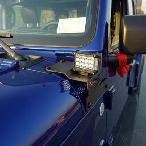 img 2 attached to 🚙 AUXMART Lower Windshield Light Mounts for Jeep Wrangler JL & Gladiator JT 2018-2021: Enhance Your Off-Road Experience with LED Work Light Mounting Brackets (1 Pair, Black)