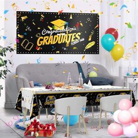 img 3 attached to 🎓 2021 Graduation Decorations & Party Supplies – Black and Gold Graduation Party Decor, 2PCS Graduation Party Tablecloth, and 1PCS Graduation Backdrops for Photography