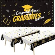 🎓 2021 graduation decorations & party supplies – black and gold graduation party decor, 2pcs graduation party tablecloth, and 1pcs graduation backdrops for photography logo