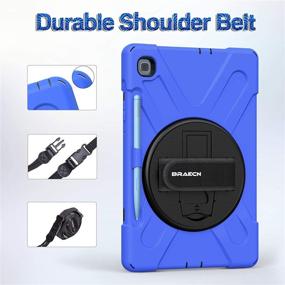 img 1 attached to 📱 BRAECNstock Galaxy Tab S6 Lite Case 10.4 Inch 2020 for Kids (SM-P610/P615) - Shockproof & Stylish Blue Case with Kickstand, Hand Strap, Shoulder Strap, and Pen Holder - Designed for SM-P610 Samsung Tab S6 Lite