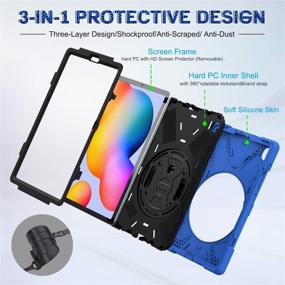 img 3 attached to 📱 BRAECNstock Galaxy Tab S6 Lite Case 10.4 Inch 2020 for Kids (SM-P610/P615) - Shockproof & Stylish Blue Case with Kickstand, Hand Strap, Shoulder Strap, and Pen Holder - Designed for SM-P610 Samsung Tab S6 Lite