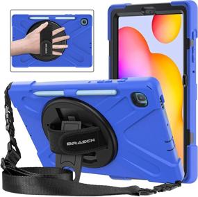 img 4 attached to 📱 BRAECNstock Galaxy Tab S6 Lite Case 10.4 Inch 2020 for Kids (SM-P610/P615) - Shockproof & Stylish Blue Case with Kickstand, Hand Strap, Shoulder Strap, and Pen Holder - Designed for SM-P610 Samsung Tab S6 Lite