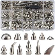 yoranyo 270 sets mixed shape spikes and studs silver color rivet kit: perfect for leather craft, clothing, shoes, belts, bags, dog collars, and more logo